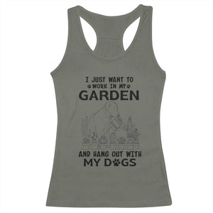 I Just Want To Garden And Hangout With My Dog Racerback Tank Top Gardener Gift TS12 Military Green Print Your Wear