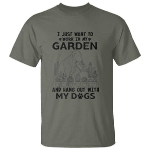 I Just Want To Garden And Hangout With My Dog T Shirt Gardener Gift TS12 Military Green Print Your Wear