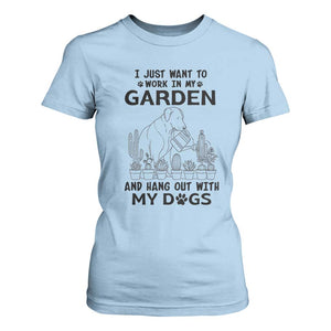 I Just Want To Garden And Hangout With My Dog T Shirt For Women Gardener Gift TS12 Light Blue Print Your Wear