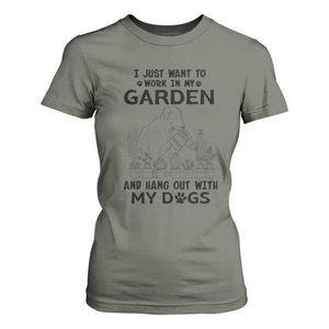 I Just Want To Garden And Hangout With My Dog T Shirt For Women Gardener Gift TS12 Military Green Print Your Wear