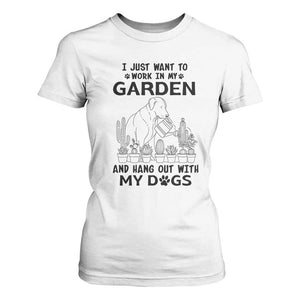 I Just Want To Garden And Hangout With My Dog T Shirt For Women Gardener Gift TS12 White Print Your Wear
