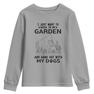 I Just Want To Garden And Hangout With My Dog Youth Sweatshirt Gardener Gift TS12 Sport Gray Print Your Wear