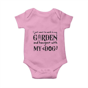 Gardener Dog Lover Gift Baby Onesie I Just Want To Garden And Hangout With My Dog TS12 Light Pink Print Your Wear