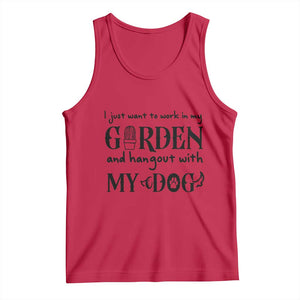 Gardener Dog Lover Gift Tank Top I Just Want To Garden And Hangout With My Dog TS12 Red Print Your Wear