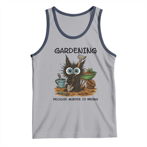 Gardening Because Murder Is Wrong Tank Top Funny Black Cat Gardener Gift TS12 Athletic Heather Navy Print Your Wear