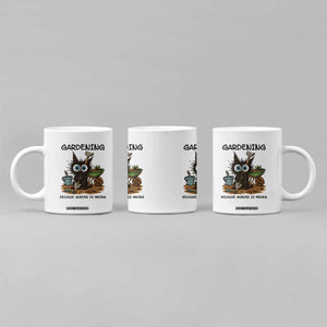 Gardening Because Murder Is Wrong Coffee Mug Funny Black Cat Gardener Gift TS12 Print Your Wear
