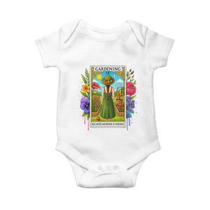 Funny Gardening Because Murder Is Wrong Baby Onesie Garden Girl Floral Tarot Graphic TS12 White Print Your Wear