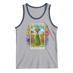 Funny Gardening Because Murder Is Wrong Tank Top Garden Girl Floral Tarot Graphic TS12 Athletic Heather Navy Print Your Wear