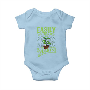 Easily Distracted By Plants Baby Onesie Funny Gardening Lover Gift TS12 Light Blue Print Your Wear
