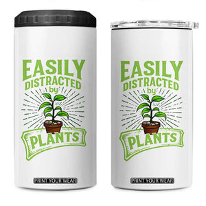 Easily Distracted By Plants 4 in 1 Can Cooler Tumbler Funny Gardening Lover Gift TS12 One Size: 16 oz White Print Your Wear