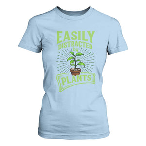 Easily Distracted By Plants T Shirt For Women Funny Gardening Lover Gift TS12 Light Blue Print Your Wear