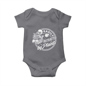 Easily Distracted By Plants Skeleton Baby Onesie Funny Gardener Plant Lover TS12 Charcoal Print Your Wear
