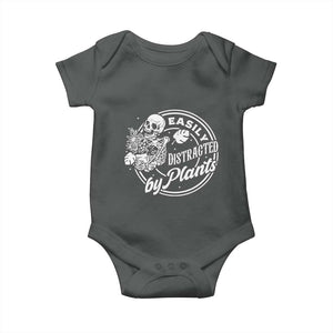 Easily Distracted By Plants Skeleton Baby Onesie Funny Gardener Plant Lover TS12 Dark Heather Print Your Wear