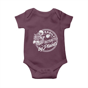 Easily Distracted By Plants Skeleton Baby Onesie Funny Gardener Plant Lover TS12 Maroon Print Your Wear