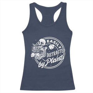Easily Distracted By Plants Skeleton Racerback Tank Top Funny Gardener Plant Lover TS12 Navy Print Your Wear