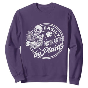 Easily Distracted By Plants Skeleton Sweatshirt Funny Gardener Plant Lover TS12 Purple Print Your Wear