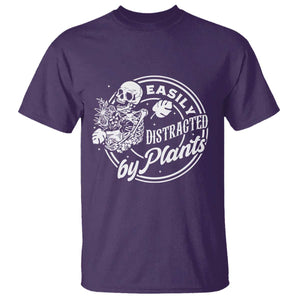 Easily Distracted By Plants Skeleton T Shirt Funny Gardener Plant Lover TS12 Purple Print Your Wear
