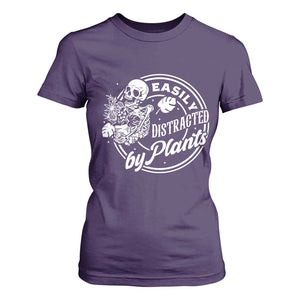 Easily Distracted By Plants Skeleton T Shirt For Women Funny Gardener Plant Lover TS12 Purple Print Your Wear