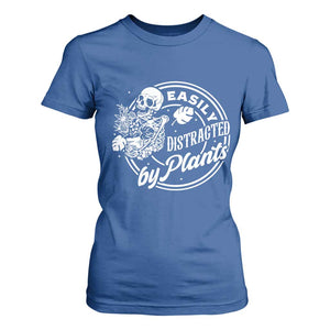 Easily Distracted By Plants Skeleton T Shirt For Women Funny Gardener Plant Lover TS12 Royal Blue Print Your Wear