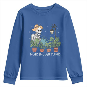 Skeleton Monstera Lover Youth Sweatshirt Never Enough Plants TS12 Royal Blue Print Your Wear
