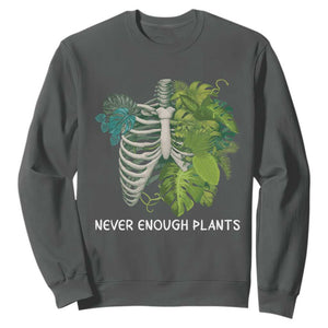Monstera Plant Body Skeleton Sweatshirt Never Enough Plants TS12 Dark Heather Print Your Wear