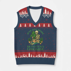 Just One More Monstera V-Neck Knit Sweater Vest Skeleton Plant Lover Gift TS12 Navy Red Print Your Wear