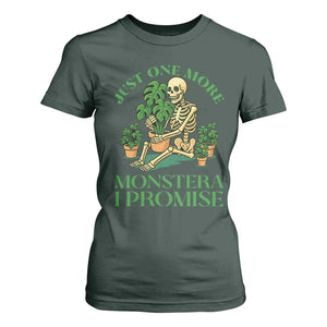 Just One More Monstera T Shirt For Women Skeleton Plant Lover Gift TS12 Dark Forest Green Print Your Wear