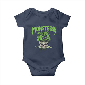 Monstera Lover Houseplant Gift Baby Onesie Skull Plant Pot Graphic TS12 Navy Print Your Wear