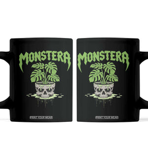 Monstera Lover Houseplant Gift Coffee Mug Skull Plant Pot Graphic TS12 Black Print Your Wear