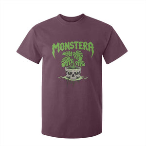 Monstera Lover Houseplant Gift T Shirt For Kid Skull Plant Pot Graphic TS12 Maroon Print Your Wear