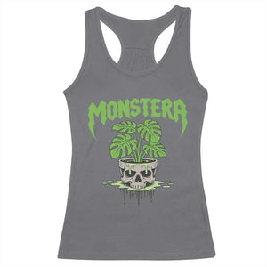 Monstera Lover Houseplant Gift Racerback Tank Top Skull Plant Pot Graphic TS12 Charcoal Print Your Wear