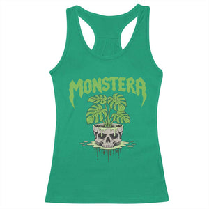 Monstera Lover Houseplant Gift Racerback Tank Top Skull Plant Pot Graphic TS12 Irish Green Print Your Wear