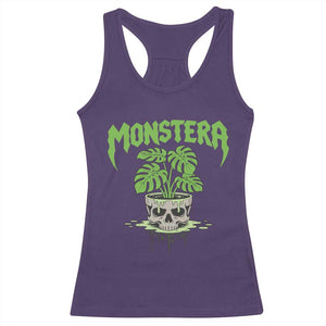 Monstera Lover Houseplant Gift Racerback Tank Top Skull Plant Pot Graphic TS12 Purple Print Your Wear