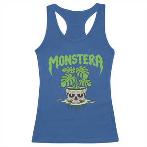 Monstera Lover Houseplant Gift Racerback Tank Top Skull Plant Pot Graphic TS12 Royal Blue Print Your Wear
