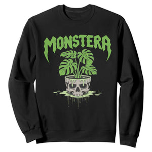 Monstera Lover Houseplant Gift Sweatshirt Skull Plant Pot Graphic TS12 Black Print Your Wear
