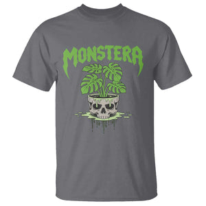 Monstera Lover Houseplant Gift T Shirt Skull Plant Pot Graphic TS12 Charcoal Print Your Wear