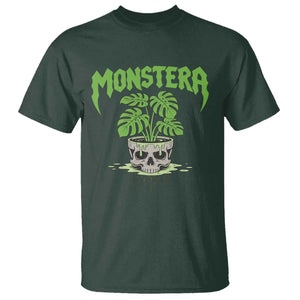 Monstera Lover Houseplant Gift T Shirt Skull Plant Pot Graphic TS12 Dark Forest Green Print Your Wear