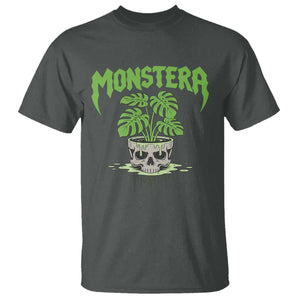 Monstera Lover Houseplant Gift T Shirt Skull Plant Pot Graphic TS12 Dark Heather Print Your Wear