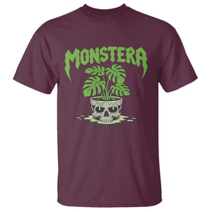 Monstera Lover Houseplant Gift T Shirt Skull Plant Pot Graphic TS12 Maroon Print Your Wear