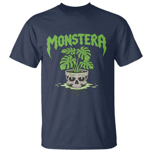 Monstera Lover Houseplant Gift T Shirt Skull Plant Pot Graphic TS12 Navy Print Your Wear