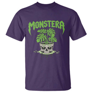 Monstera Lover Houseplant Gift T Shirt Skull Plant Pot Graphic TS12 Purple Print Your Wear