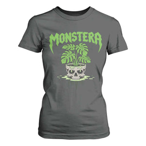 Monstera Lover Houseplant Gift T Shirt For Women Skull Plant Pot Graphic TS12 Dark Heather Print Your Wear