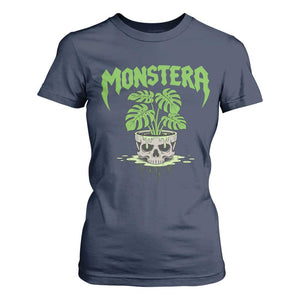 Monstera Lover Houseplant Gift T Shirt For Women Skull Plant Pot Graphic TS12 Navy Print Your Wear