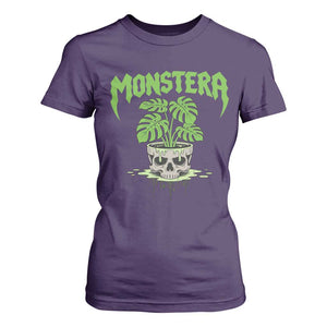 Monstera Lover Houseplant Gift T Shirt For Women Skull Plant Pot Graphic TS12 Purple Print Your Wear