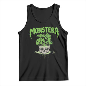 Monstera Lover Houseplant Gift Tank Top Skull Plant Pot Graphic TS12 Black Print Your Wear