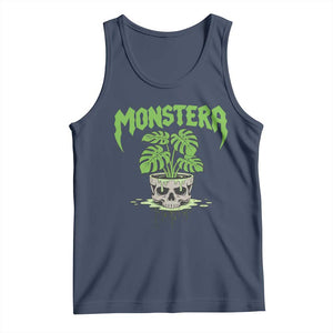 Monstera Lover Houseplant Gift Tank Top Skull Plant Pot Graphic TS12 Navy Print Your Wear