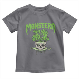 Monstera Lover Houseplant Gift Toddler T Shirt Skull Plant Pot Graphic TS12 Charcoal Print Your Wear