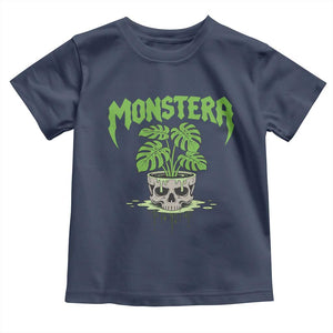 Monstera Lover Houseplant Gift Toddler T Shirt Skull Plant Pot Graphic TS12 Navy Print Your Wear