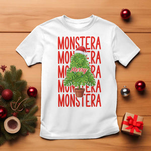 Merry Monstera T Shirt Plant Lover Christmas Gift TS12 White Print Your Wear