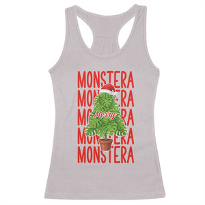 Merry Monstera Racerback Tank Top Plant Lover Christmas Gift TS12 Ice Gray Print Your Wear